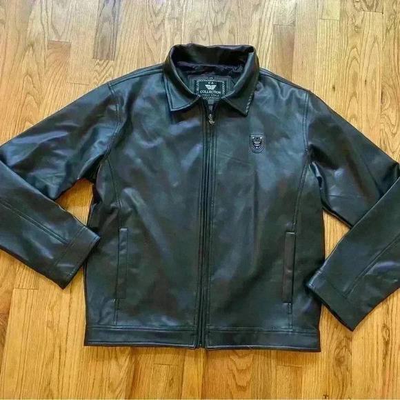 EA Collection Italy Style Mens Black Leather Jacket Size XXL Full Zip Moto Biker - Picture 11 of 11